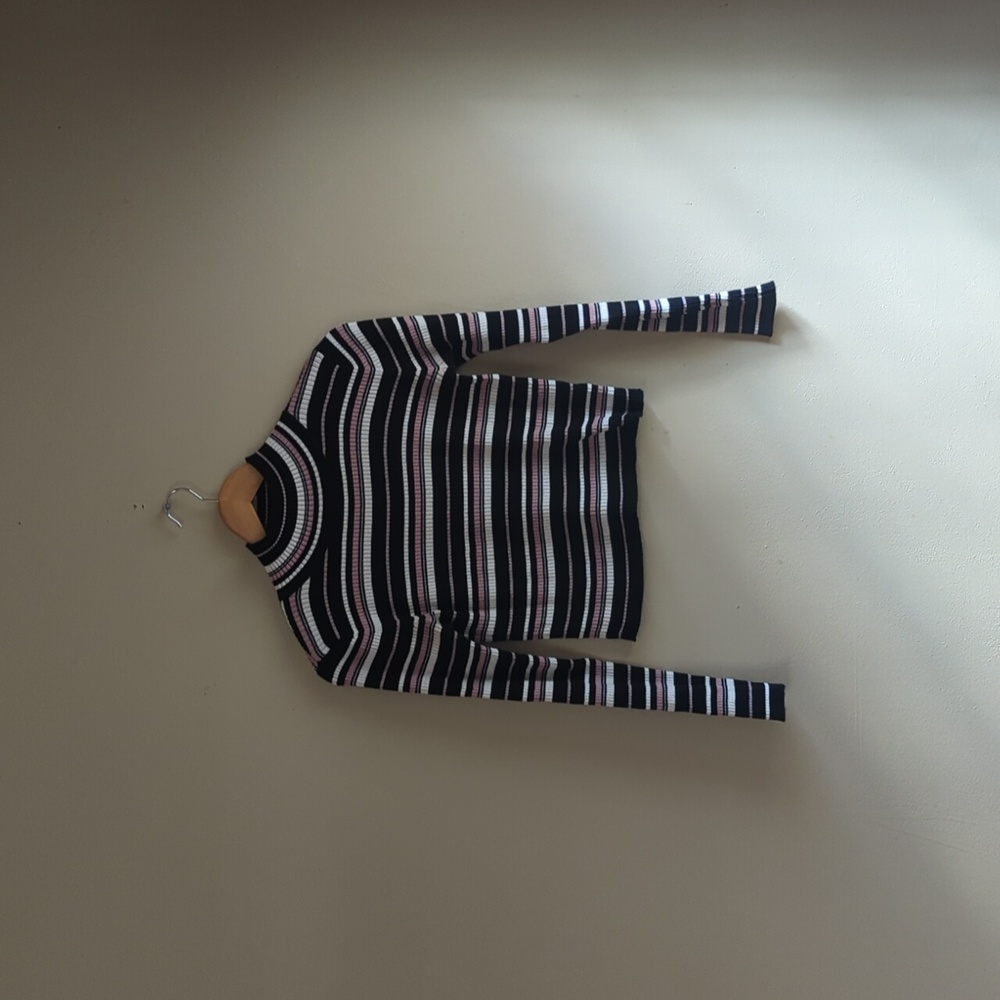 black white pink stripe shirt